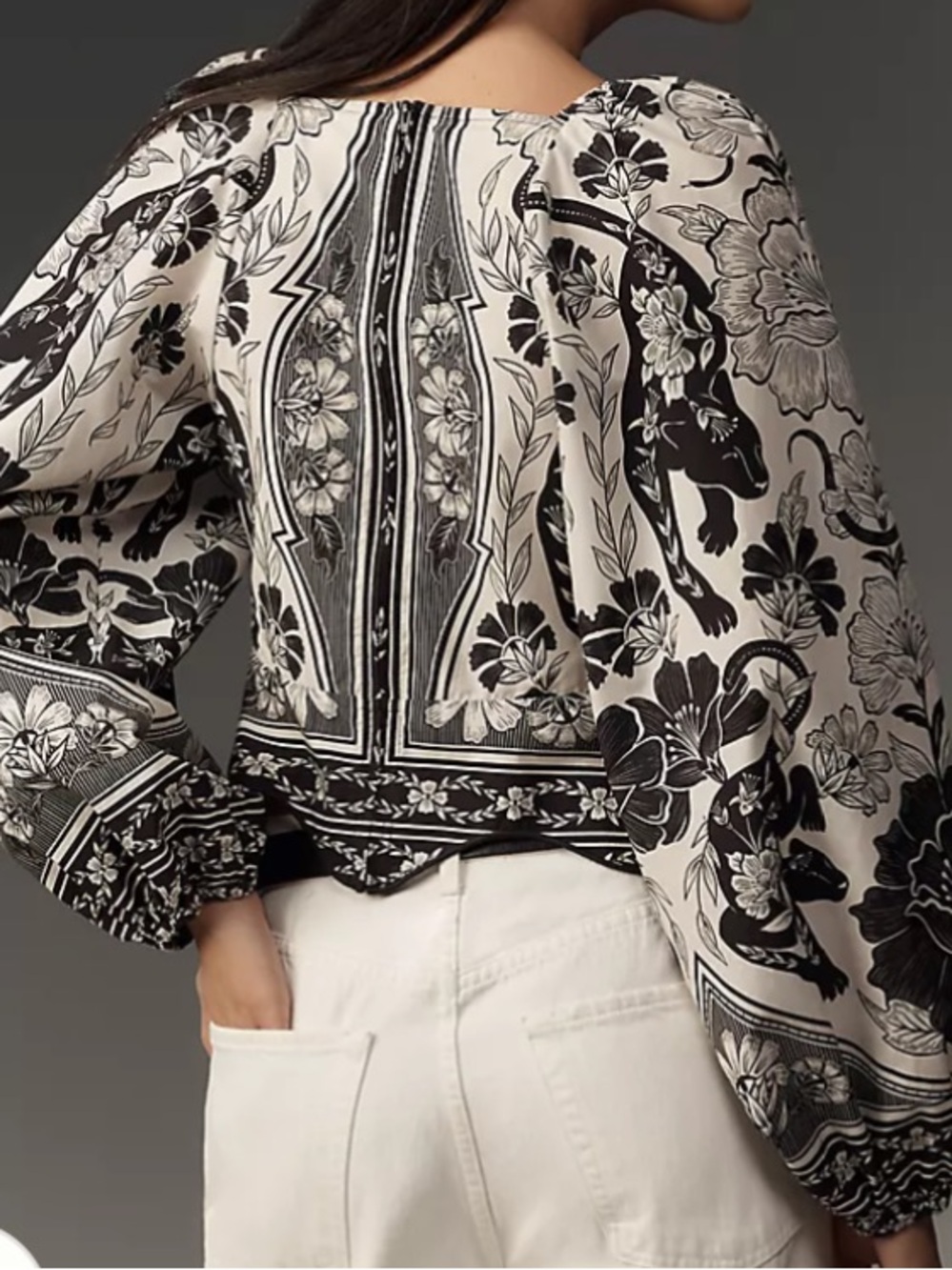 Farm Rio Floral Leopard Print Blouse - Picture 2 of 6